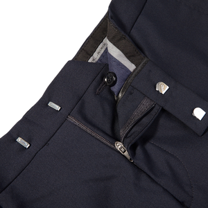 Oscar Jacobson Navy Damien Wool Suit Trousers Zipper