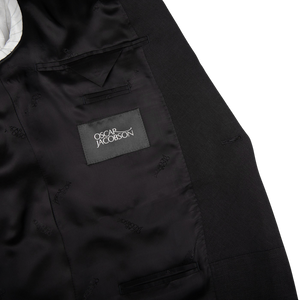 Oscar Jacobson Black Linen Shawl Collar Tuxedo Jacket Inside