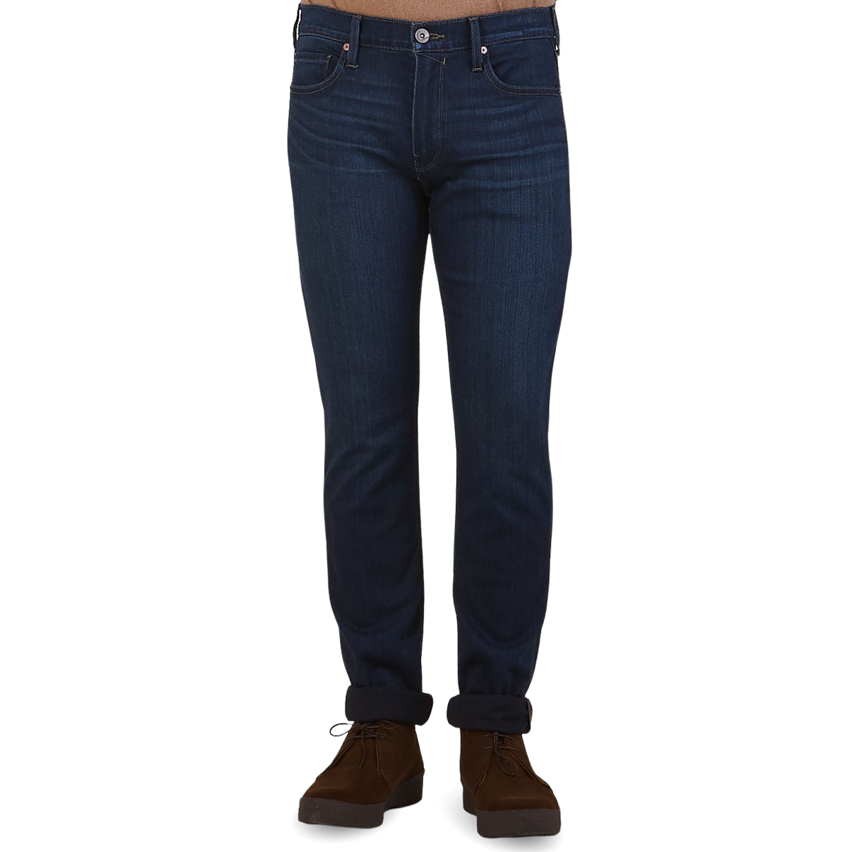 Paige  Dark Blue Cotton Stretch Lennox Jeans – Baltzar