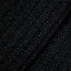 A close up image of Pantherella Black Merino Wool Ribbed Ankle Socks.