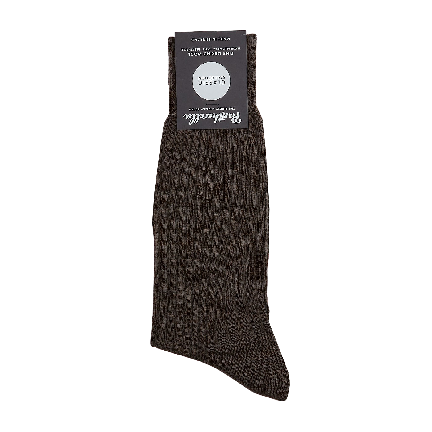 Pantherella  Brown Merino Wool Ribbed Ankle Socks – Baltzar