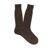 Pantherella Brown Merino Wool Ribbed Ankle Socks Feature