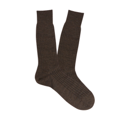 Pantherella Brown Merino Wool Ribbed Ankle Socks Feature