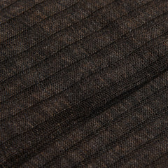 Pantherella Brown Merino Wool Ribbed Knee Socks Fabric