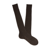 Pantherella Brown Merino Wool Ribbed Knee Socks Feature