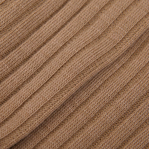 Pantherella Dark Camel Merino Wool Ribbed Ankle Socks Fabric