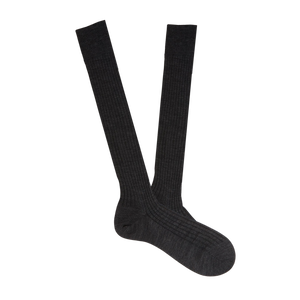 Pantherella Grey Merino Wool Ribbed Knee Socks Feature