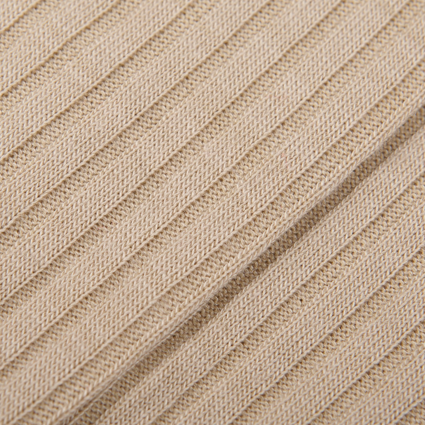 Pantherella Light Khaki Merino Wool Ribbed Ankle Socks Fabric