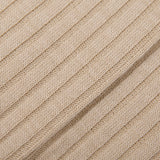 Pantherella Light Khaki Merino Wool Ribbed Ankle Socks Fabric