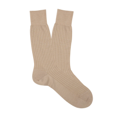 Pantherella Light Khaki Merino Wool Ribbed Ankle Socks Feature