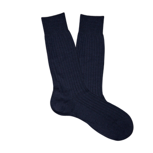 Pantherella Navy Merino Wool Ribbed Ankle Socks Feature.