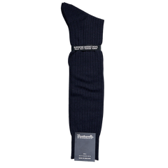 Pantherella Navy Merino Wool Ribbed Knee Socks Folded.