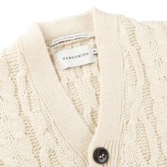 Peregrine Ecru Merino Wool Cable Knit Cardigan Collar