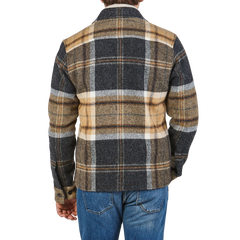 Grey Barney Checked Wool Tweed Overshirt