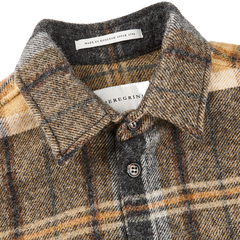 Peregrine Grey Barney Checked Wool Tweed Overshirt Collar