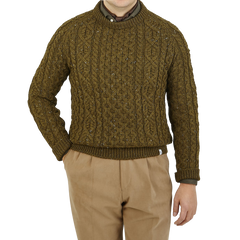 Peregrine Khaki Green Merino Wool Hudson Jumper Front