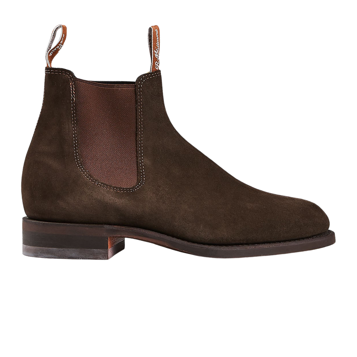 R.M Williams Chocolate Brown Suede Wentworth G Boots Side