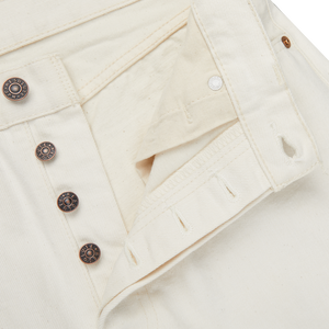 Resolute Cream Cotton Selvedge 710 One Wash Jeans Zipper