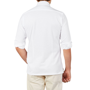 Ring Jacket White Long Sleeve Pique Shirt Back