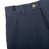 San Siro Dark Blue Linen Palma Trousers Edge