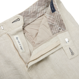 San Siro Light Beige Linen Palma Trousers Zipper1