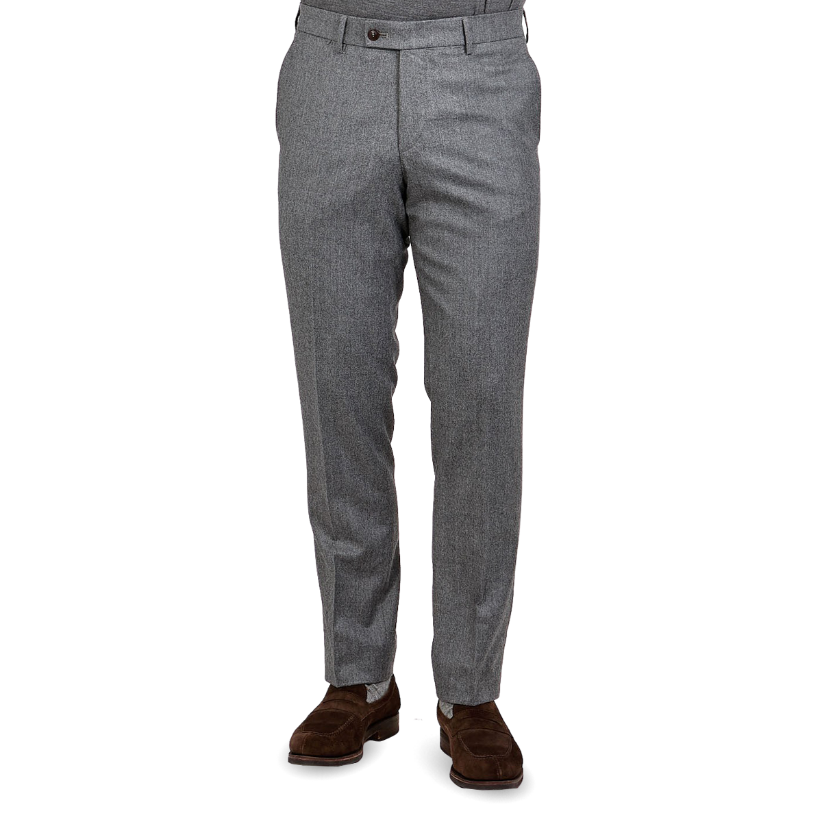 Dark Grey Single Pleat Flannel Trousers | Besnard