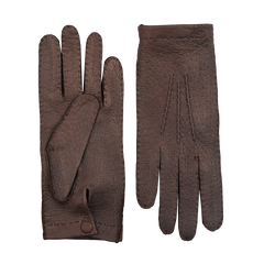 Siena Drak Brown Peccary Unlined Palm Button Gloves Closed