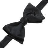 Silvio Forello Black Silk Satin Self-Tie Bow Tie Detail