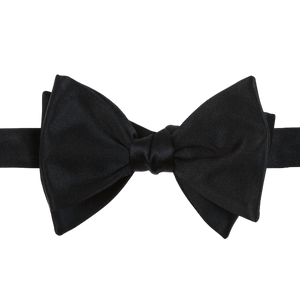 Silvio Forello Black Silk Satin Self-Tie Bow Tie Feature