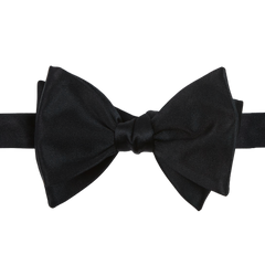 Silvio Forello Black Silk Satin Self-Tie Bow Tie Feature