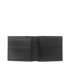 Smythson Black Panama Leather Coin Pocket Wallet Open