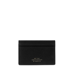 Smythson Black Panama Leather Flat Card Holder Front