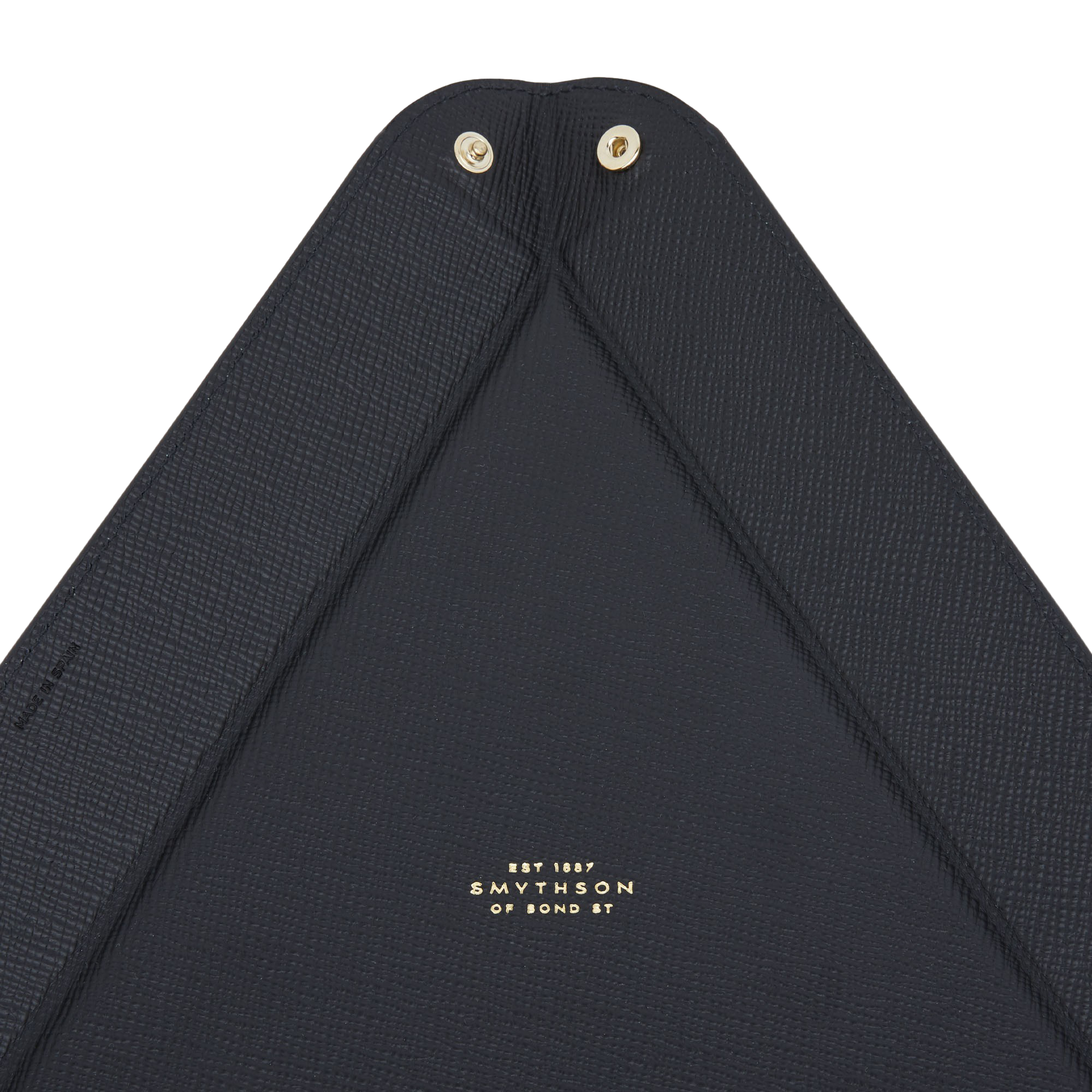 Smythson Black Panama Leather Large Triangle Tray Detail