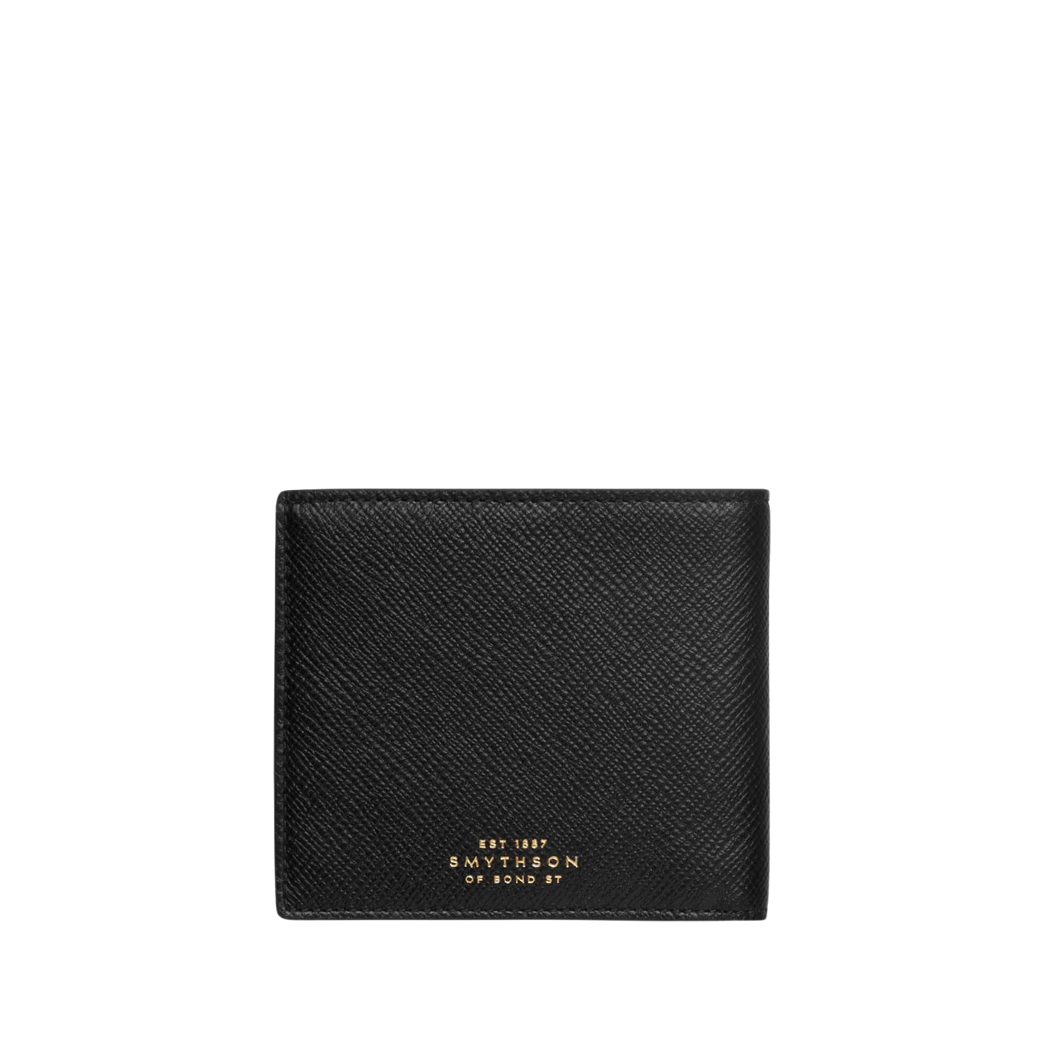 Smythson Black Panama Leather Six Card Wallet Front