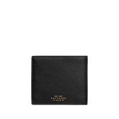 Smythson Black Panama Leather Six Card Wallet Front