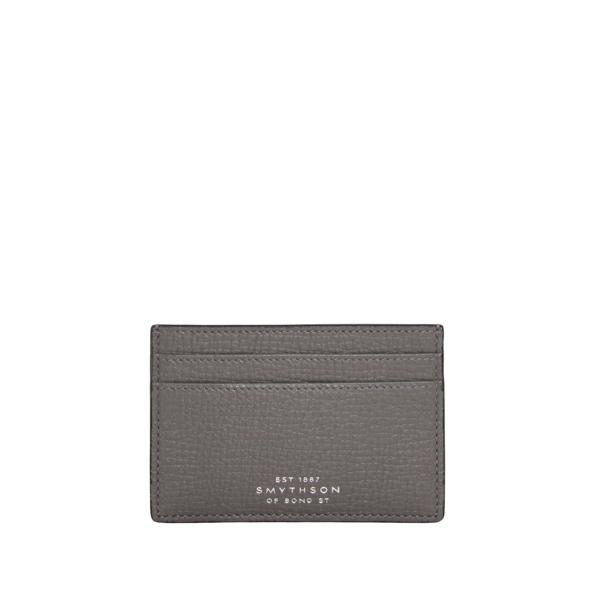 Smythson Dark Steel Ludlow Leather Flat Card Holder Front