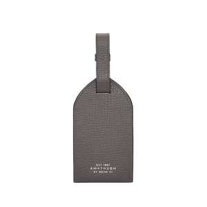 Smythson Dark Steel Ludlow Leather Luggage Tag Front