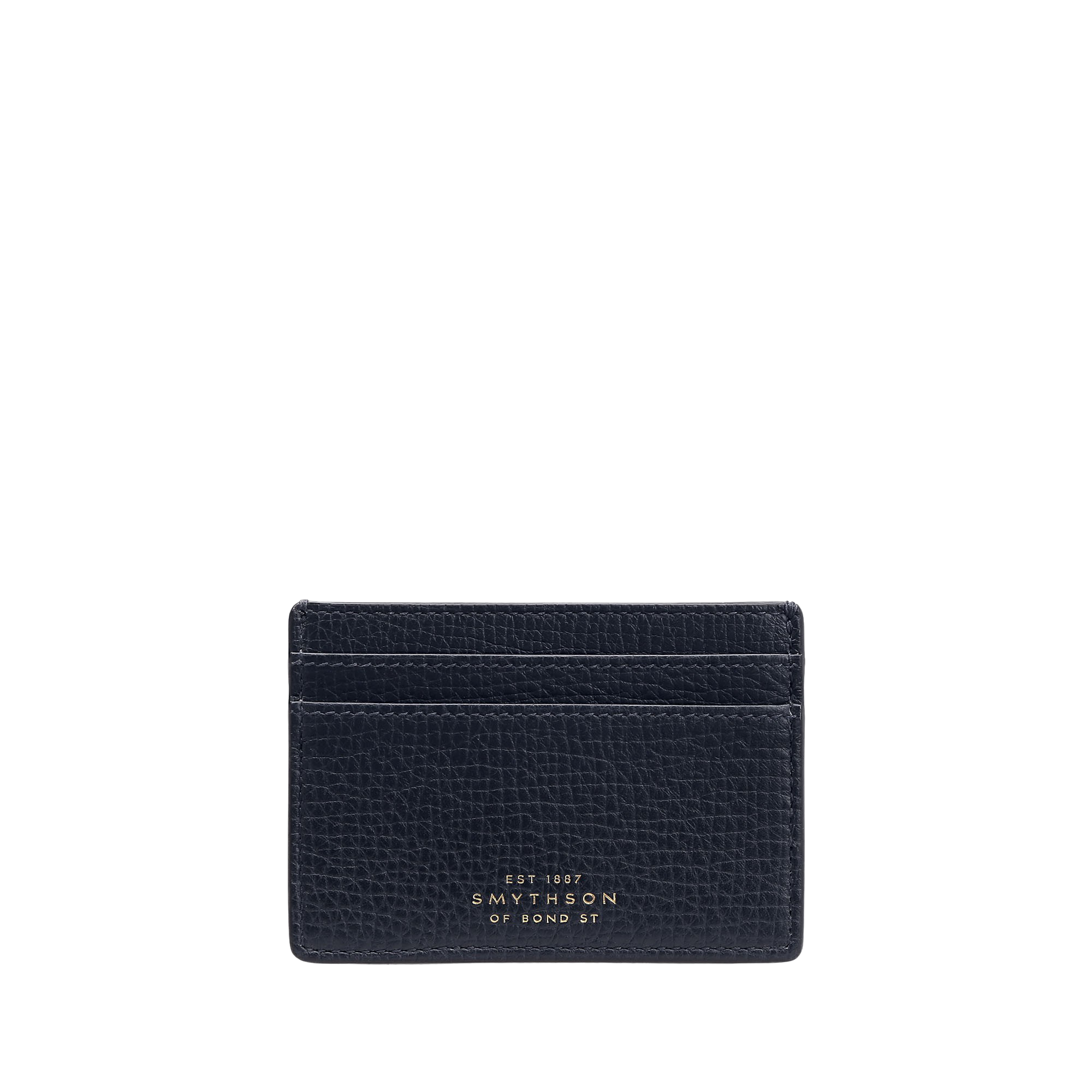 Smythson Navy Ludlow Leather Flat Card Holder Front