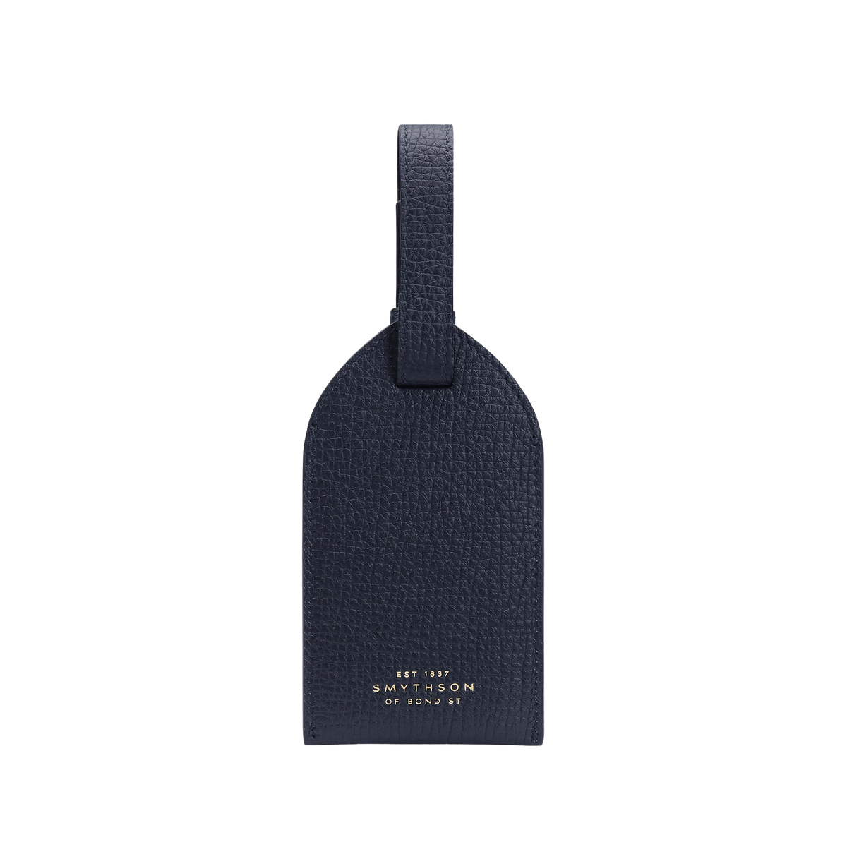 Smythson Navy Ludlow Leather Luggage Tag Front