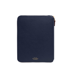 Smythson Navy Panama Leather A5 Zip Folder Back