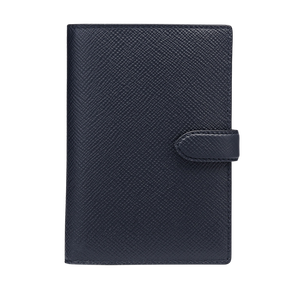 Smythson Navy Panama Leather Passport Cover Wallet Front