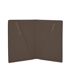 Smythson Taupe Brown Ludlow Leather Passport Cover Inside