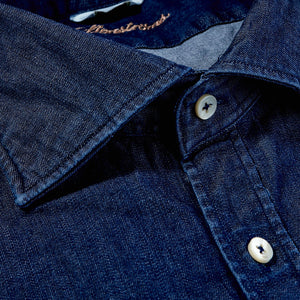 Stenströms Blue Denim Cut-Away Fitted Body Shirt Collar