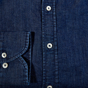 Stenströms Blue Denim Cut-Away Fitted Body Shirt Cuff
