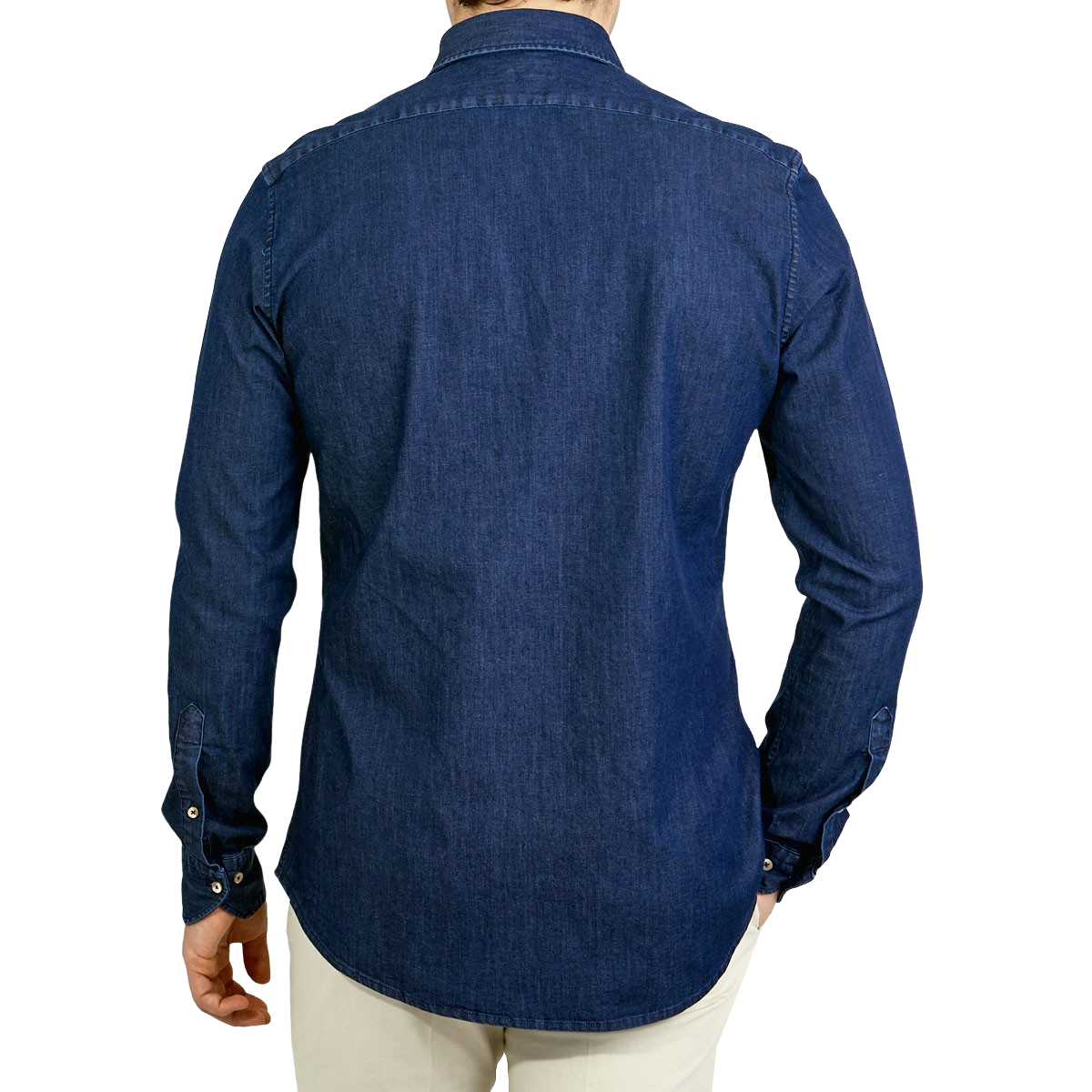 Stenströms Blue Denim Cut-Away Slimline Shirt Back