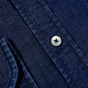 Stenströms Blue Denim Cut-Away Slimline Shirt Button