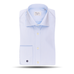 Stenströms Light Blue Slimline Double Cuff Shirt Front