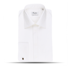 Stenströms White Fitted Body Fly Front Tuxedo Shirt