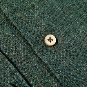 Stenströms Green Linen Cut Away Slimline Shirt Button