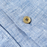 Stenströms Light Blue Linen Cut Away Fitted Body Shirt Button